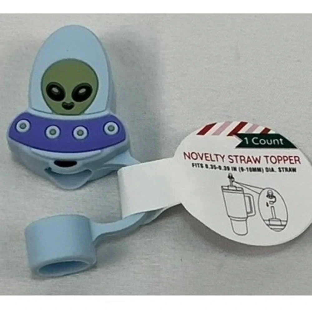 Novelty Straw Toppers Lot of 65-70‎ Silicone Cup Charms Sports Alien Space